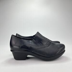 Obeo Colbie Black Leather Slip On Block Heels Casual Footwear Women's Size 8
